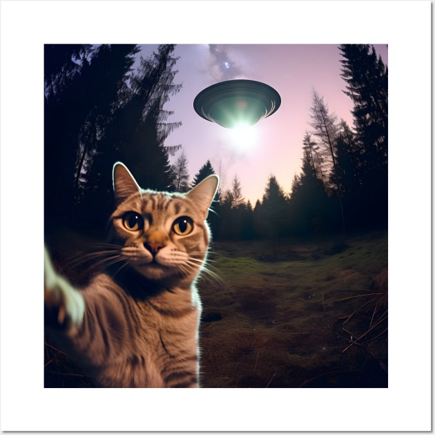 Cat took a selfie with UFO Wall Art by BloomInOctober